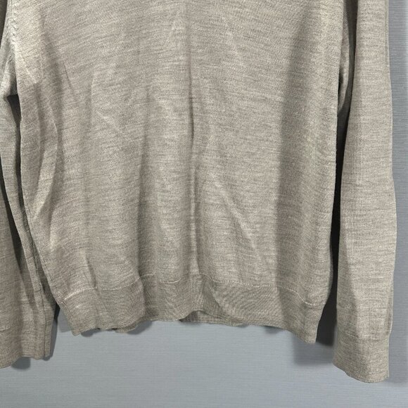 Jos A Bank Sweater Mens XL Traveler Beige Merino Wool V Neck Ribbed Cuffs Hem - Picture 3 of 6